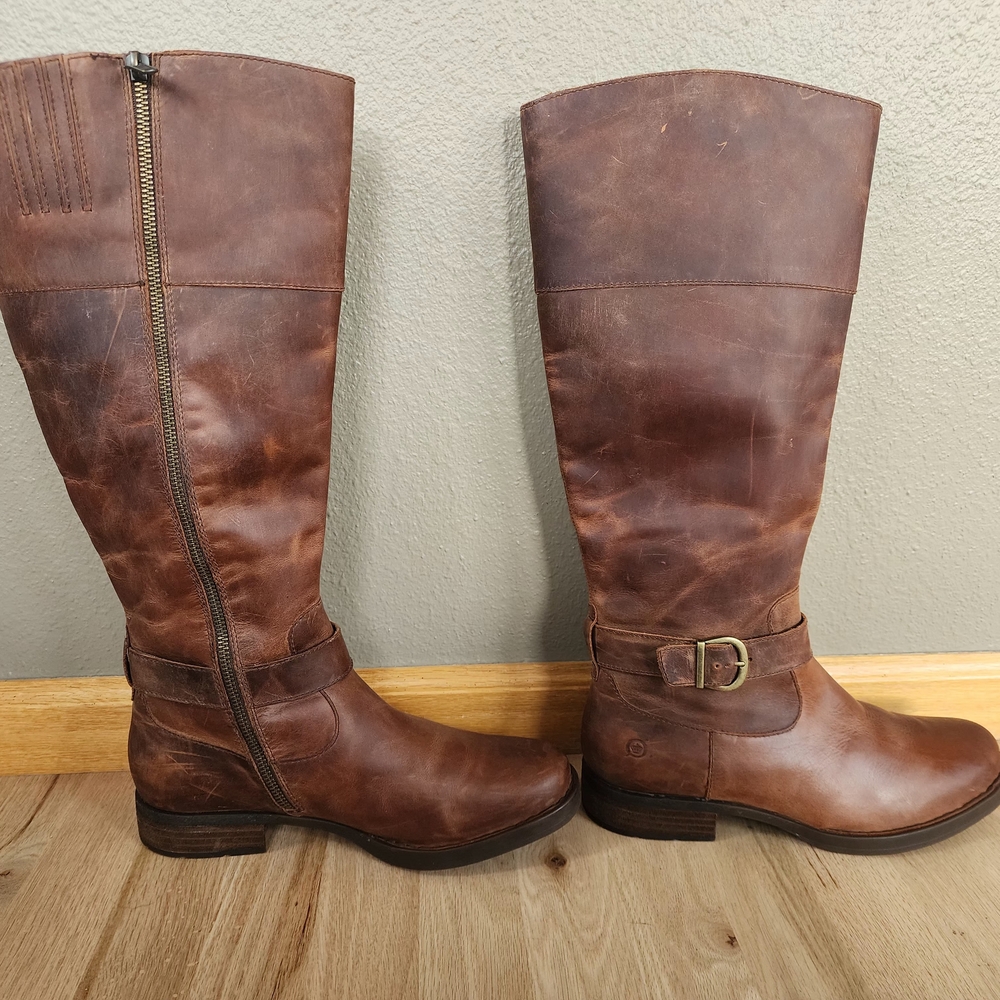 Born Chestnut Leather Tall Boots